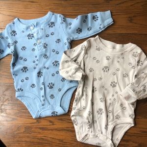 Paw Print Long Sleeve Onesies
